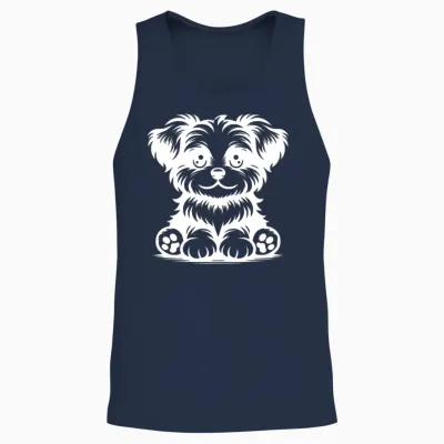 Small Sweet Dog Cute Dog Portrait Unisex Tank Top - Navy