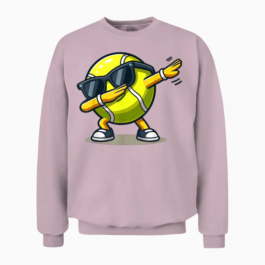 Dabbing Tennis Ball Shirt Funny Boys Men Women Sports Player Unisex Sweatshirt in Light Pink