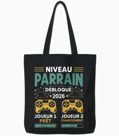 Unlocked Godfather Level 2026 - Funny Pregnancy Announcement Gamer Tote Bags - Black