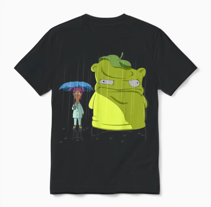Bob's Burgers Louise & Kuchi Kopi Rain Portrait Unisex T-Shirt in Black