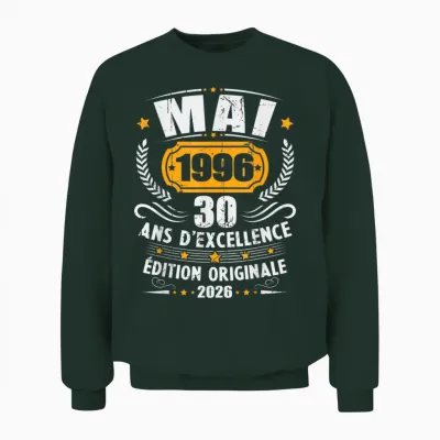 Vintage Mai 1996 Cadeau Anniversaire 30 Ans Hommes Femmes Unisex Sweatshirt - Forest