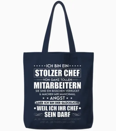 Stolzer Chef Von Ganz Tollen Mitarbeitern T-Shirt, Black Tote Bags - Navy