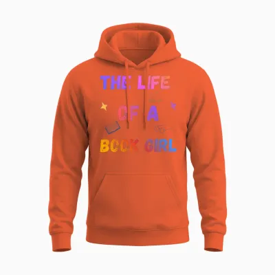 The Life of a Book Girl Shirt, Book Lover Unisex Hoodie - Orange