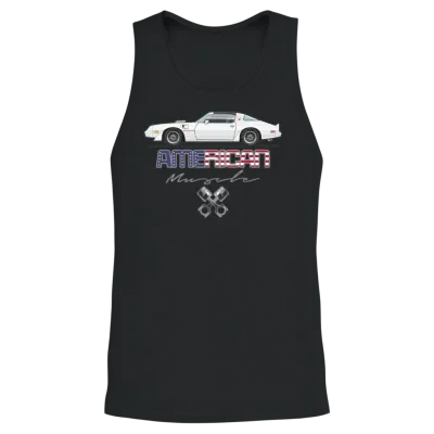 American Muscle Cameo White W Orange Graphics Unisex Tank Top - Black