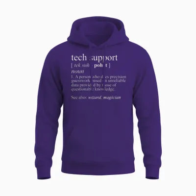 Tech Support Funny Cute Computer Nerd Gift T-Shirt - Black - Unisex - Short Sleeve - Small - Classic Fit - Cotton/polyester - Machine Wash Unisex Hoodie - Purple