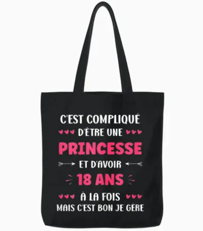 Girl 18 Years Funny Princess Birthday Teen 18 Years T-Shirt, Black, Female X-Small Tote Bags - Black