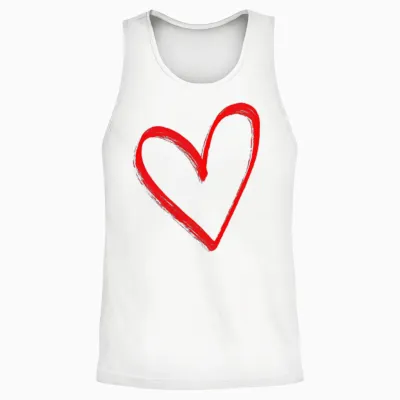 Love Heart Graphic Red Heart Valentine's Day Unisex Tank Top - White