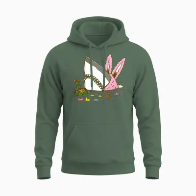 The Easter Shark, Funny Easter,cute Bunny in Shark Unisex Hoodie - Military Green