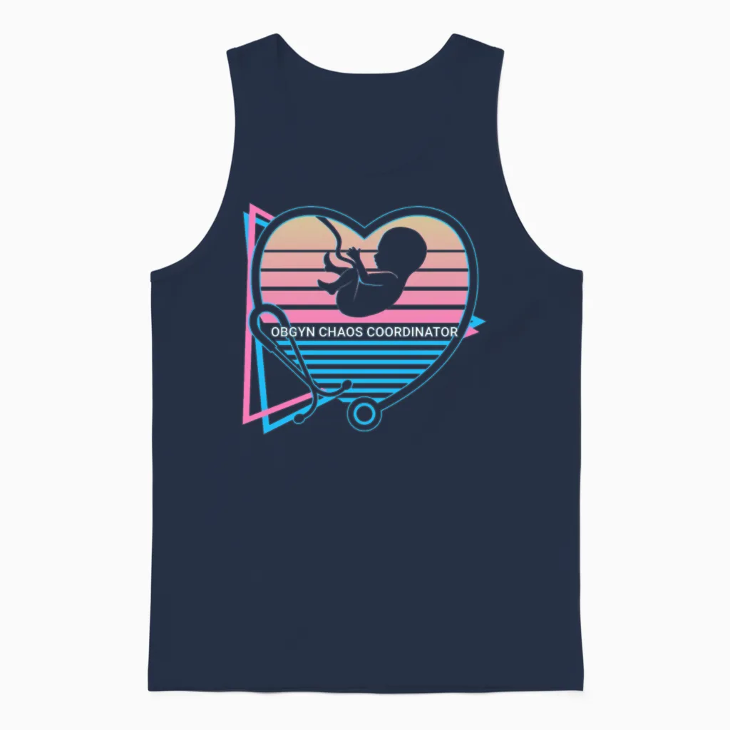 Obgyn Retro Unisex Tank Top in Navy