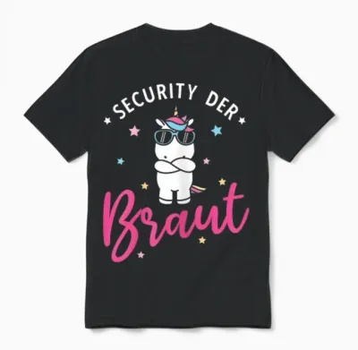 Women's Security of the Bride Unicorn Hen Night Party T-Shirt, Black, S Unisex T-Shirt - Black