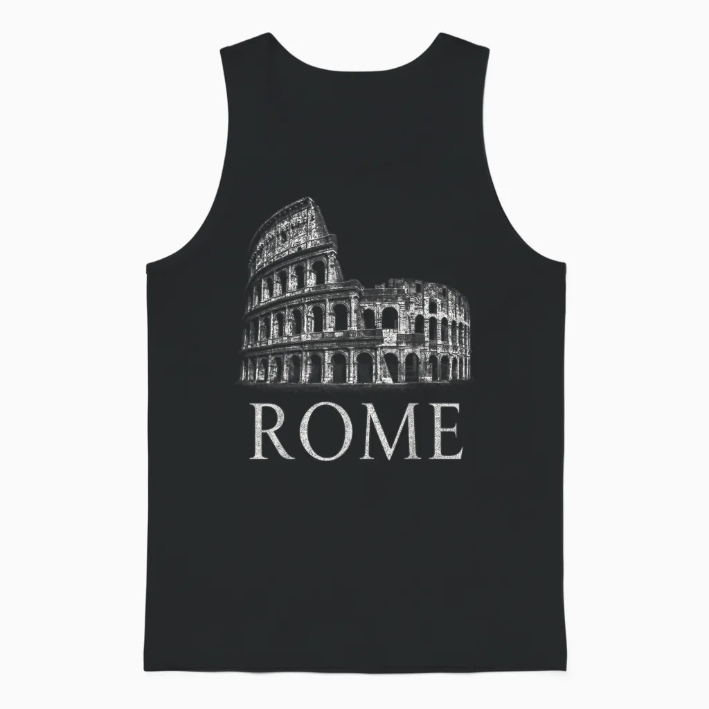 Colosseum Rome Italy Historical Monument Travel Ancient Unisex Tank Top in Black