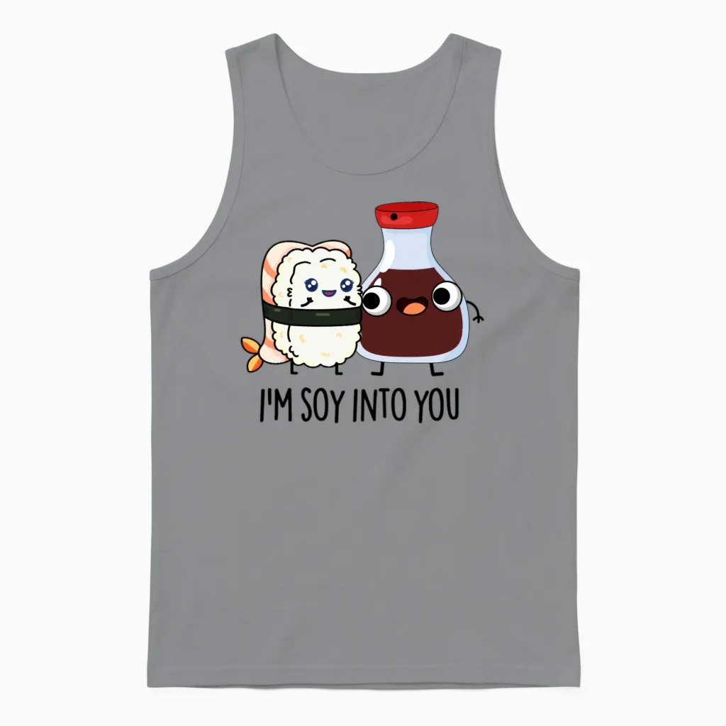 I M Soy into You Cute Soy Sauce Unisex Tank Top in Sport Grey