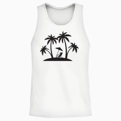Beach Designe Unisex Tank Top - White