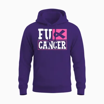 Fuck Cancer Breast Cancer Awareness Unisex Hoodie - Purple