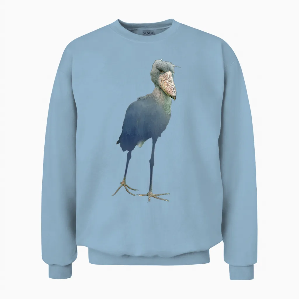 Schuhschnabel Abu Markub Bird Funny T-Shirt, Black Unisex Sweatshirt in Light Blue