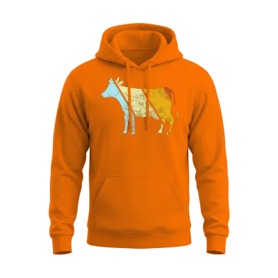Cow Retro Unisex Hoodie - Safety Orange