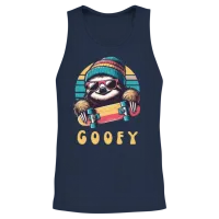 Goofy Skater Sloth - Funny Skateboard Freestyle Unisex Tank Top - Navy – 2