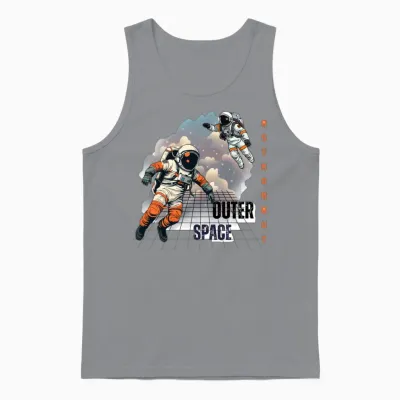 Astronauts Over Neon Space Grid Unisex Tank Top - Sport Grey