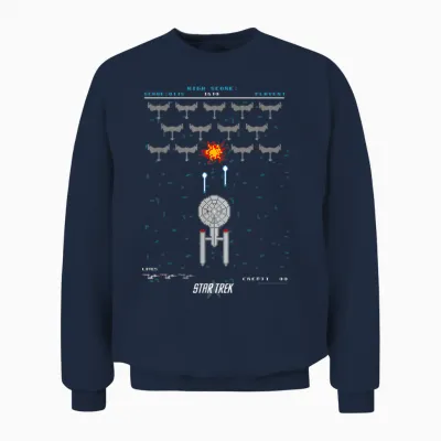 Star Trek: the Original Series Pixel Space Battle Unisex Sweatshirt - Navy