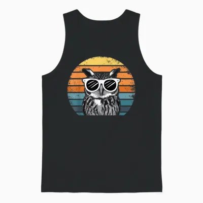 Eule Mit Sonnenbrille Vintage Unisex Tank Top - Black