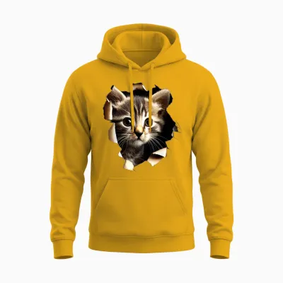 Cat Motif Art Cat Design House Cat Miau I Love Cat Unisex Hoodie - Gold