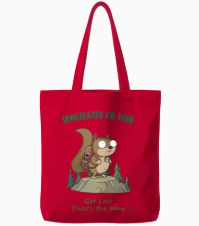 Hiking Squirrel: the Compass Crew Tote Bags - Red