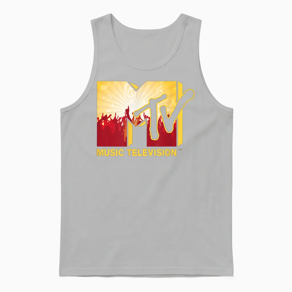 Mademark X Mtv - the Official Mtv Logo with a Cool Cheering Party Music Crowd Unisex Tank Top in Ash