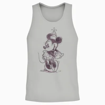 Disney Mickey and Friends Minnie Mouse Sketch Portrait T-Shirt, White, S Unisex Tank Top - Ash