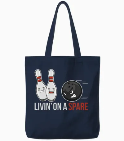 Funny Bowling Tote Bags - Navy