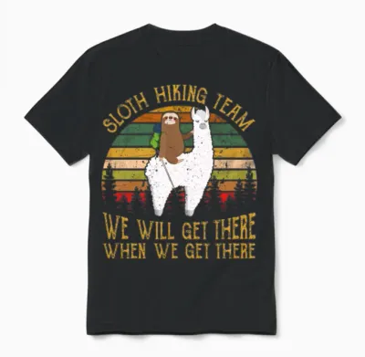 Sloth and Llama Hiking Team Sloth Hiking Unisex T-Shirt - Black