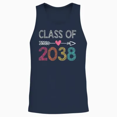 Class of 2038 Kindergarten Pre K Grow with Me Graduation Unisex Tank Top - Navy