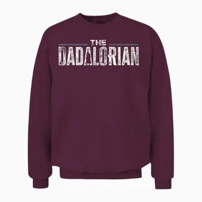 Star Wars the Mandalorian the Dadalorian Weathered Logo Unisex Sweatshirt - Maroon