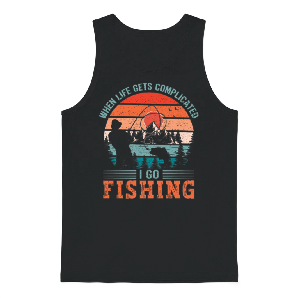 I Go Fishing Funny Fisher Fisherman Gift Unisex Tank Top - Black
