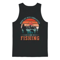 I Go Fishing Funny Fisher Fisherman Gift Unisex Tank Top - Black – 1