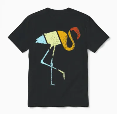Flamingo Retro Unisex T-Shirt - Black
