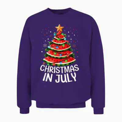Watermelon Xmas Tree Summer Men Women Unisex Sweatshirt - Purple