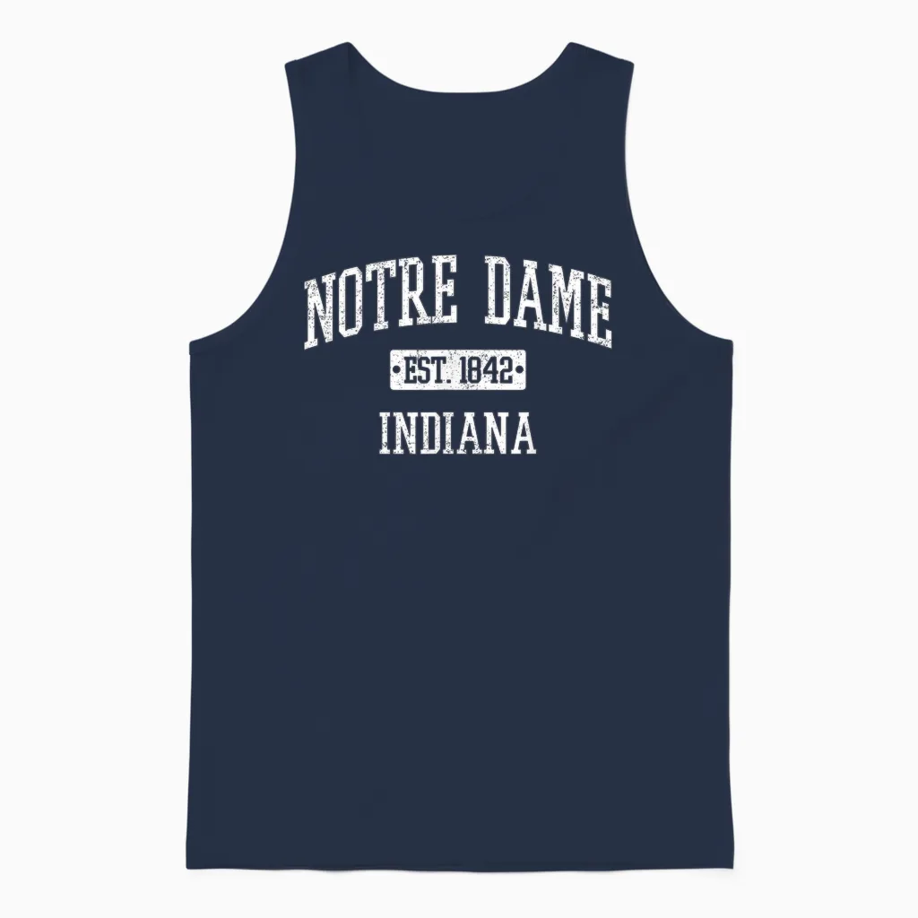 Notre Dame Indiana in Vintage Athletic Sports Design Unisex Tank Top in Navy
