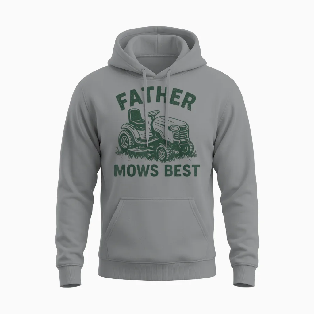Father Mows Best Retro - Dad Unisex Hoodie in Sport Grey