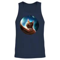 Funny Catstronaut Unisex Tank Top - Navy – 2