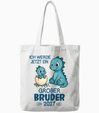 Kinder Kinder Geschwister Dino Ich Werde Ein Großer Bruder 2027 Tote Bags - White