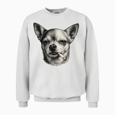 Hund Raucht Zigarette Lustig Chihuahua Meme Unisex Sweatshirt - White