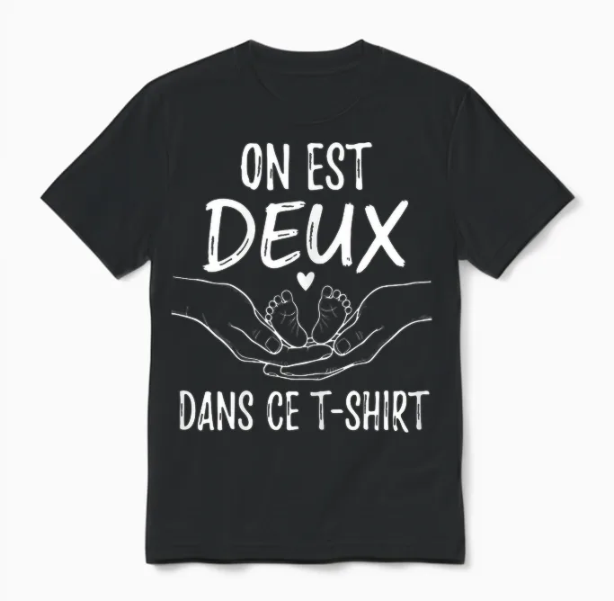 Pregnancy Announcement One Is Two in This Unisex T-Shirt in Black