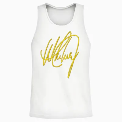 Whitney Houston Signature Logo Embroidery Unisex Tank Top - White