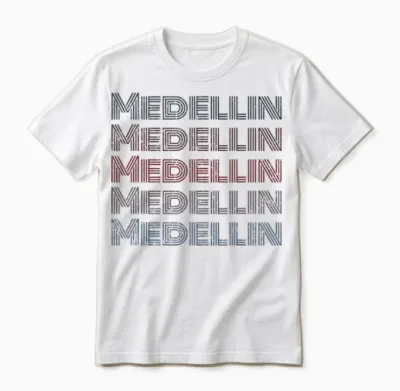 Colombia 70's City Retro Vintage Medellin T-Shirt, Grey, S Unisex T-Shirt - White
