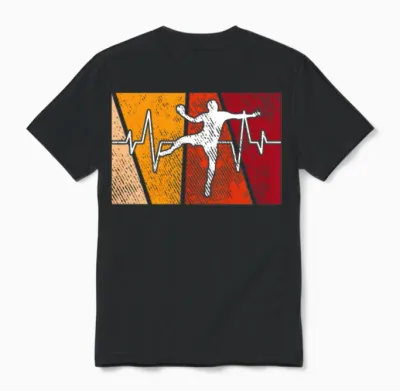 Handball Retro Heartbeat Unisex T-Shirt - Black