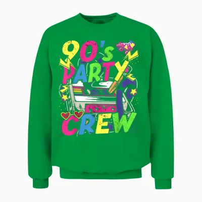 90s Outfit Party Crew Theme Party Costume Women's Men's T-Shirt, Black Unisex Sweatshirt - Irish Green