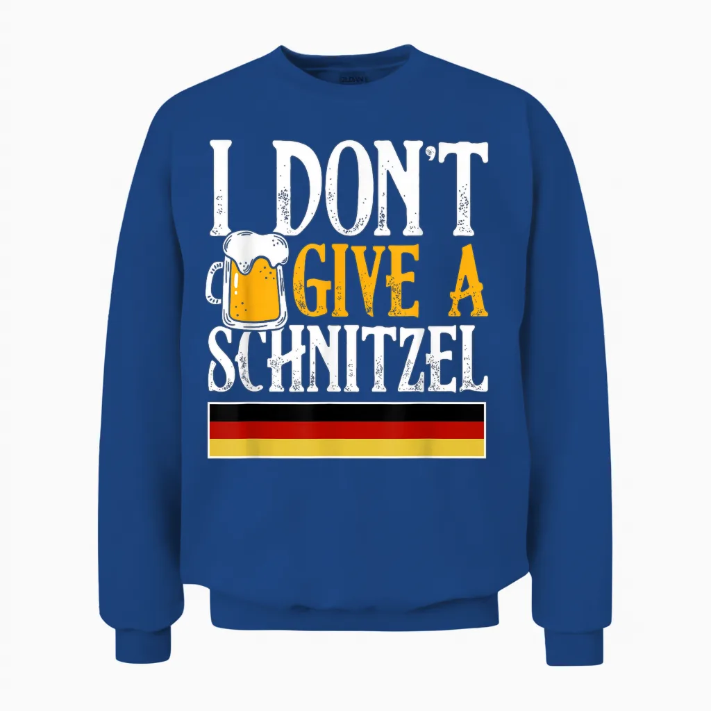 I Don't Give a Schnitzel German Beer Wurst Funny Oktoberfest Unisex Sweatshirt in Royal