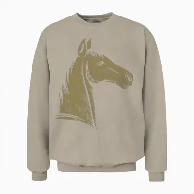 Minimalist Horse Portrait Silhouette Unisex Sweatshirt - Sand
