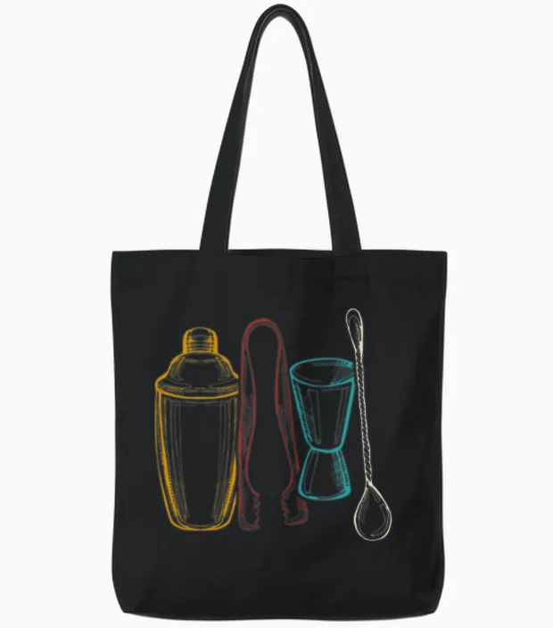 Bartender Mixologist Retro Tote Bags - Black