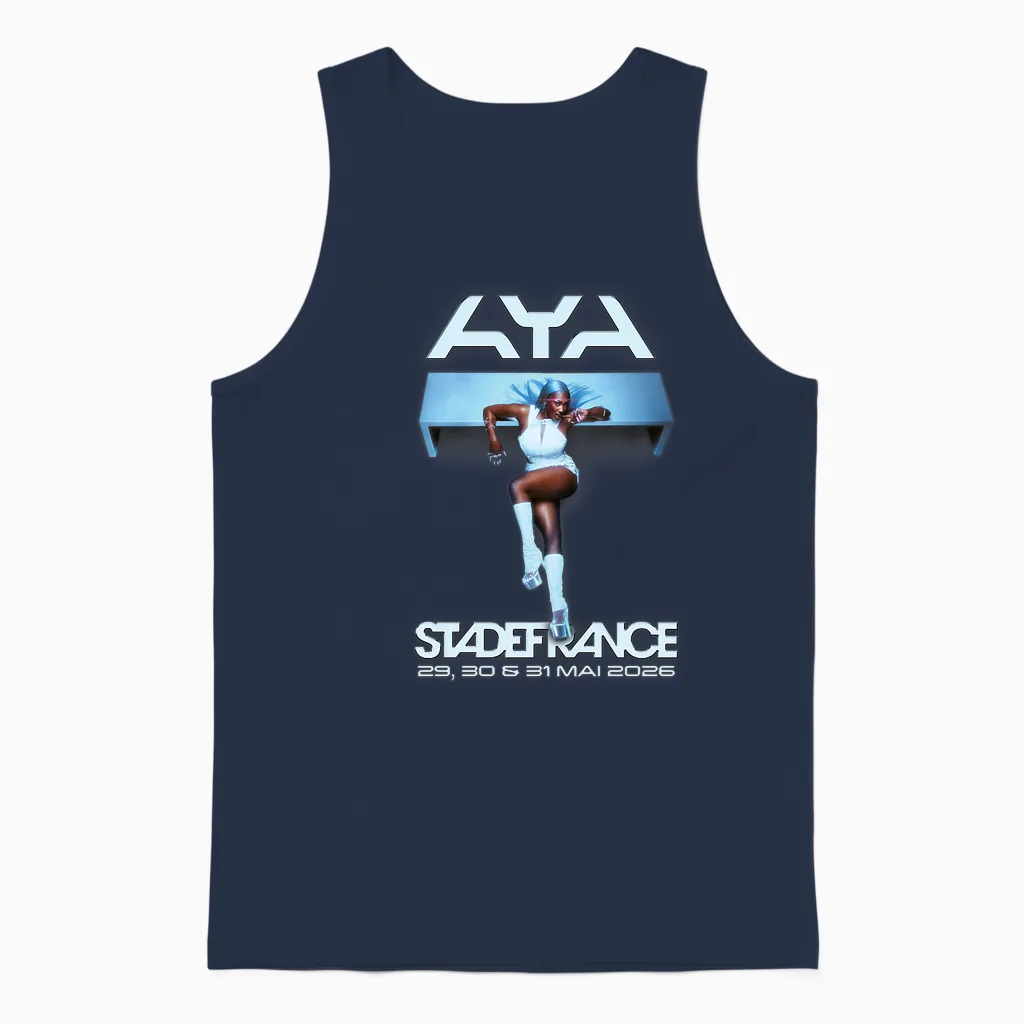 Aya Nakamura Merch Officiel Tournée Stade De France 2026 T-Shirt Haut De Gamme Unisex Tank Top in Navy